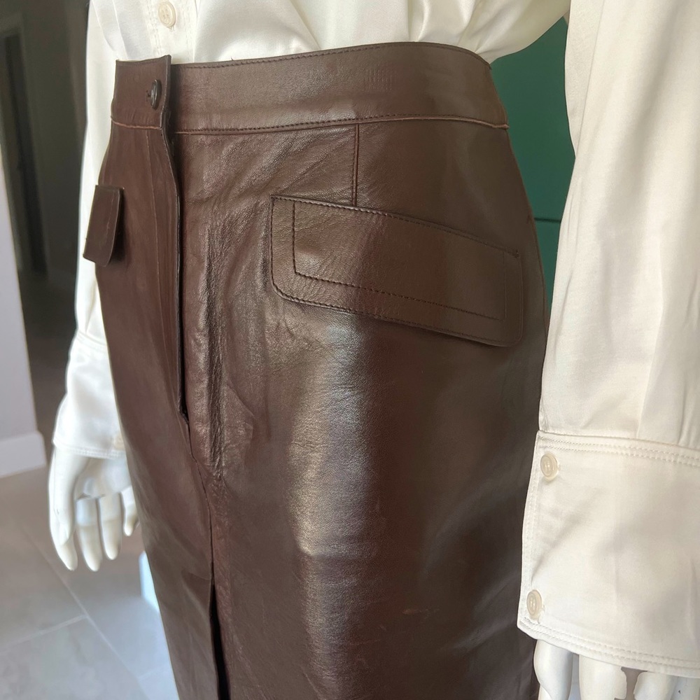 NWT Gorgeous Brown Leather Prada Skirt Size 42